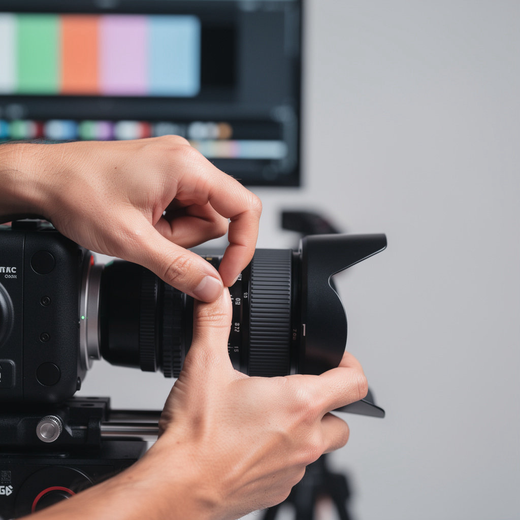 Video Film team collaborating on a video production storyboard in a modern studio